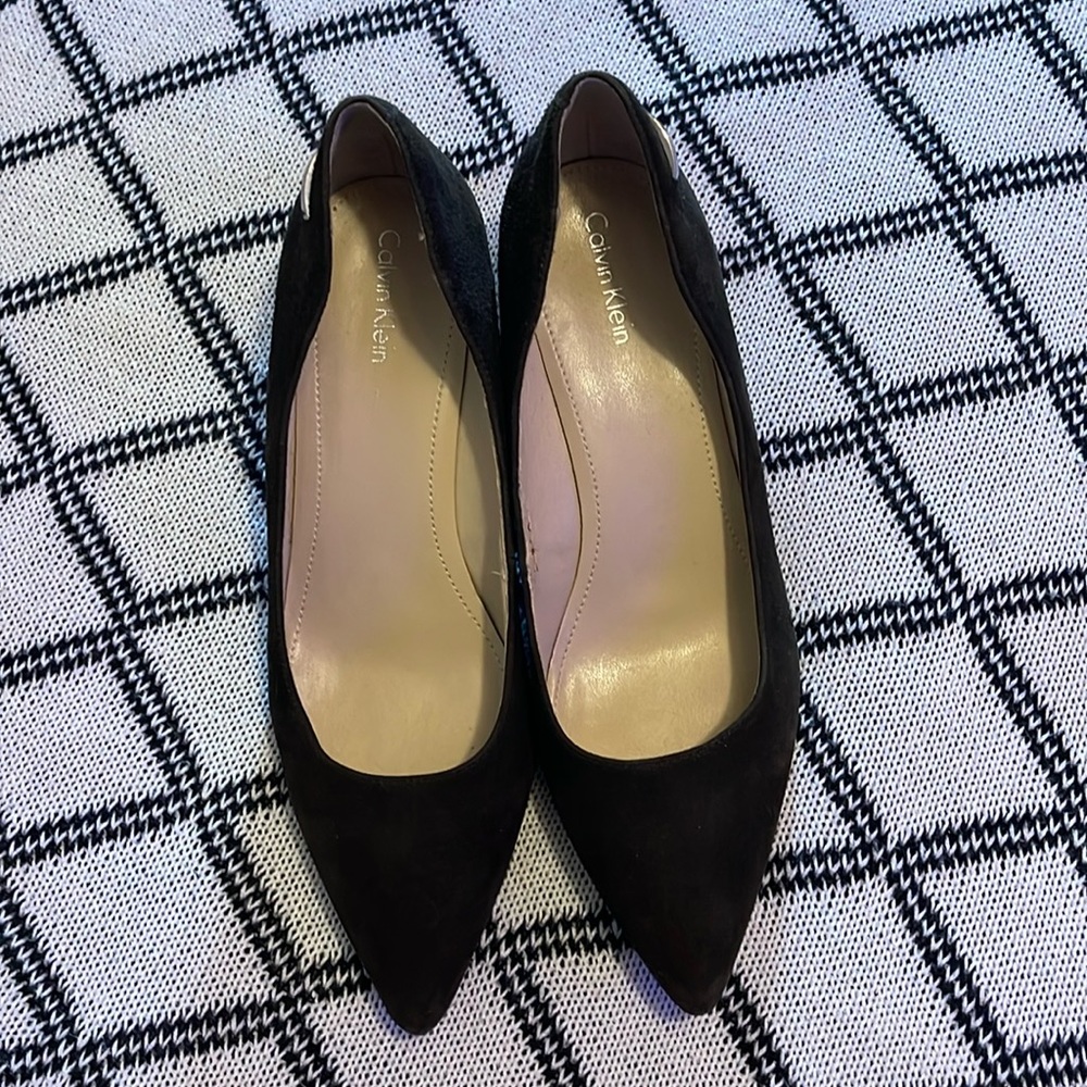 Calvin Klein Suede Fabric Wedge Pump